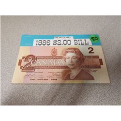1986 Canadian $2.00 Banknote-Uncirculated