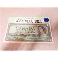 1954 Canadian $1.00 Banknote-uncirculated
