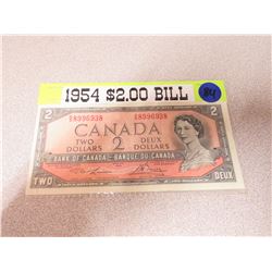 1954 Canadian $2.00 Banknote