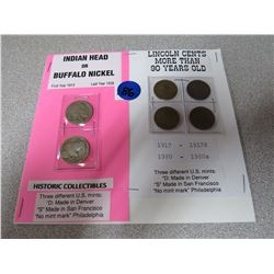 2-U.S.  Indian Head Buffalo 5 Cent