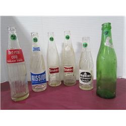 6 Glass Vintage Bottles-2 Stubby+ 3 Mission of California