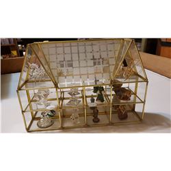 DISPLAY CABINET WITH MOSTLY SWARKOVSKI FIGURINES