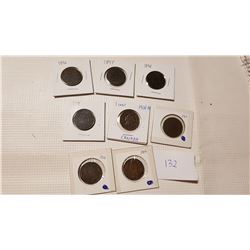 1896-1903 8 ONE CENT COINS, GOOD CONDITION