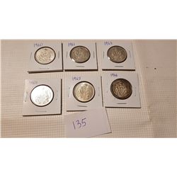 1960,61,63,64,65,66 SILVER 50 CENT COINS