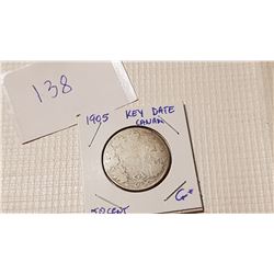 1905 KEY DATE 50 CENT COIN