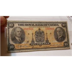 ROYAL BANK 1935 TEN DOLLAR BANK NOTE, SERIES B