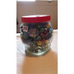 JAR OF UNUSUAL MARBLES