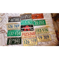 LOT OF 13 SASKATCHEWAN LICENSE PLATES