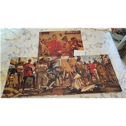 3 RARE RCMP ORIGINAL OLD PRINTS BY A. FRIBERG, 23"X18"