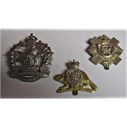 3 Canadian Army cap badges. Very clean and complete with original fasteners