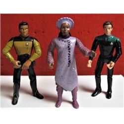 Lot of 3 vintage Star Trek figures including a Woopie Goldburg figure.