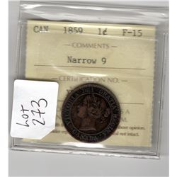 1859 ONE CENT LOW 9