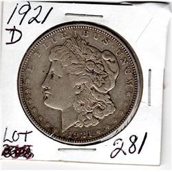 1921D MORGAN SILVER DOLLAR