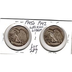 1942, 1945D WALKING LIBERTY 50 CENT PIECE