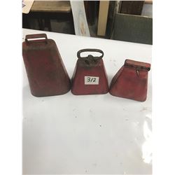3 COW BELLS 4"TO 7"