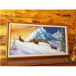 24" by 48". Henry Beaudry original. Signed. Vibrant multi colored.