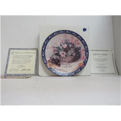 W.L.George China- "Parrot Tulips"Decorative Plate with Authenticity (Plate # 1282B)