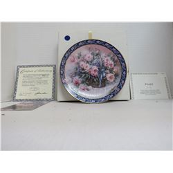 W.L George China- "Roses" Decorative Plate with Authenticity (Plate # 8586L)