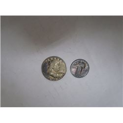 1928 US QUARTER DOLLAR, 1952 US HALF DOLLAR