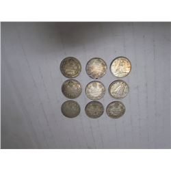 CANADIAN DIMES-1902,2X1907, 1919, 2X1928, 1929, 1966