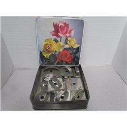 VINTAGE TIN, FULL OF COOKIE CUTTERS, DONUT CUTTERS