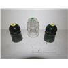 Image 1 : 3 GLASS INSULATORS, 1 CLEAR, 2 GREEN