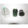 Image 2 : 3 GLASS INSULATORS, 1 CLEAR, 2 GREEN