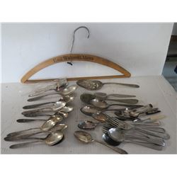 MISC STERLING SILVER CUTLERY & WOODEN GERMAN COAT HANGER