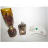 Image 2 : STAIN GLASS OIL LAMP, BOTTLE, DISH