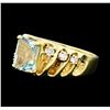 Image 1 : 3.00 ctw Aquamarine and Diamond Ring - 14KT Yellow Gold