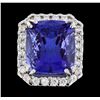 Image 2 : 31.45 ctw Tanzanite and Diamond Ring - 14KT White Gold