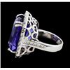 Image 3 : 31.45 ctw Tanzanite and Diamond Ring - 14KT White Gold