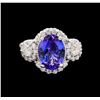 Image 2 : 3.30 ctw Tanzanite and Diamond Ring - 14KT White Gold