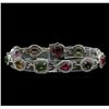 Image 1 : 8.94 ctw Multicolor Tourmaline and Diamond Bracelet - 14KT White Gold