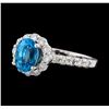 Image 1 : 2.34 ctw Blue Zircon and Diamond Ring - 14KT White Gold