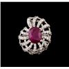 Image 2 : GIA Cert 2.99 ctw Ruby and Diamond Ring - 14KT White Gold