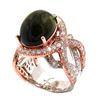 Image 1 : 14.11 Carat Cass Green Tourmaline Diamond Cocktail Two-Toned Ring 14k Rose Gold