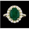 Image 2 : 3.98 ctw Emerald and Diamond Ring - 14KT Yellow Gold