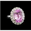 Image 1 : 14KT White Gold 18.05 ctw Kunzite and Diamond Ring