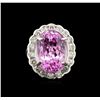 Image 2 : 14KT White Gold 18.05 ctw Kunzite and Diamond Ring