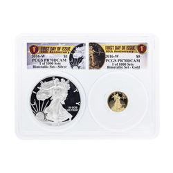 2016-W American Silver & Gold Eagle 30th Anniversary Proof Bimetallic Set PCGS P