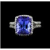 Image 2 : 7.41 ctw Tanzanite and Diamond Ring - 14KT White Gold