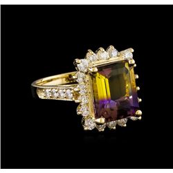 0.98 ctw Ametrine and Diamond Ring - 14KT Yellow Gold