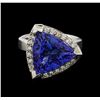 Image 2 : 9.02 ctw Tanzanite and Diamond Ring - 14KT White Gold