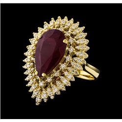 7.73 ctw Ruby and Diamond Ring - 14KT Yellow Gold