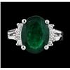 Image 2 : 5.53 ctw Emerald and Diamond Ring - 14KT White Gold