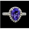 Image 2 : 3.50 ctw Tanzanite and Diamond Ring - 14KT White Gold