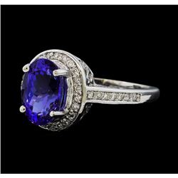 2.94 ctw Tanzanite and Diamond Ring - 14KT White Gold