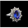 Image 1 : 3.97 ctw Tanzanite and Diamond Ring - 14KT White Gold