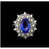 Image 2 : 3.97 ctw Tanzanite and Diamond Ring - 14KT White Gold